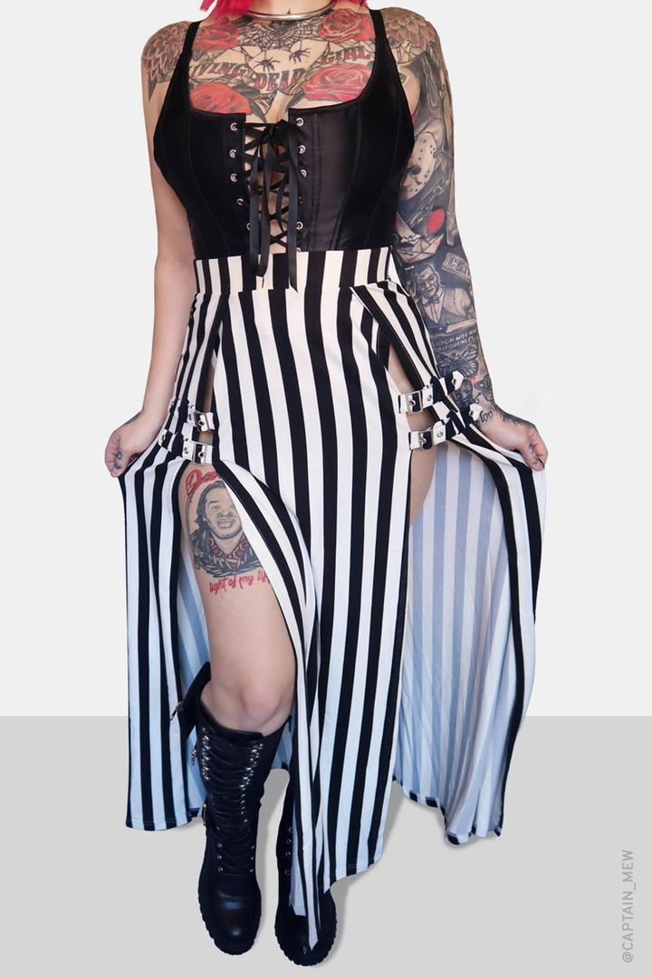 womens striped beetlejuice inspired skirt