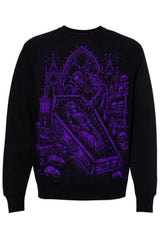 Dracula and draculas bride purple graphic on black sweatshirt
