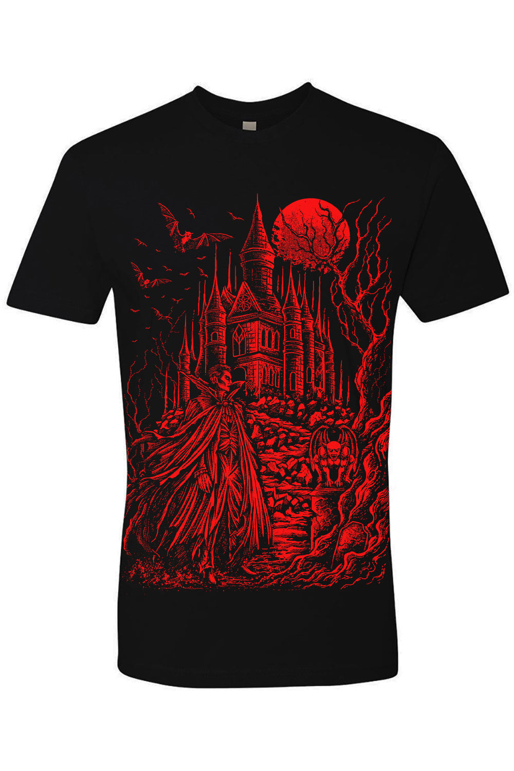Draculas castle red graphic printed tshirt from VampireFreaks