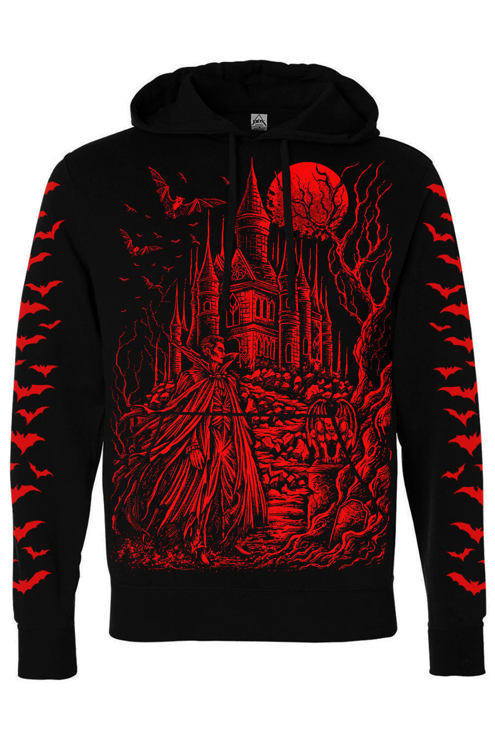 red and black gothic vampire hoodie