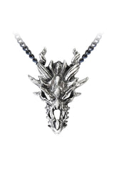Grunge Goth Dragon Skull Pendant Necklace