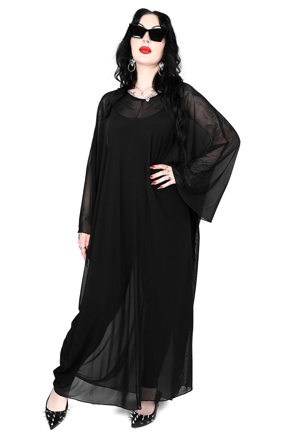 Foxblood Black Mesh Kaftan
