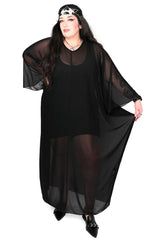Womens plus size gothic black mesh kaftan