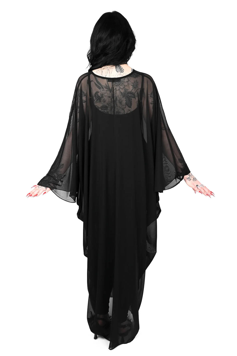 Black Mesh Kaftan Dress