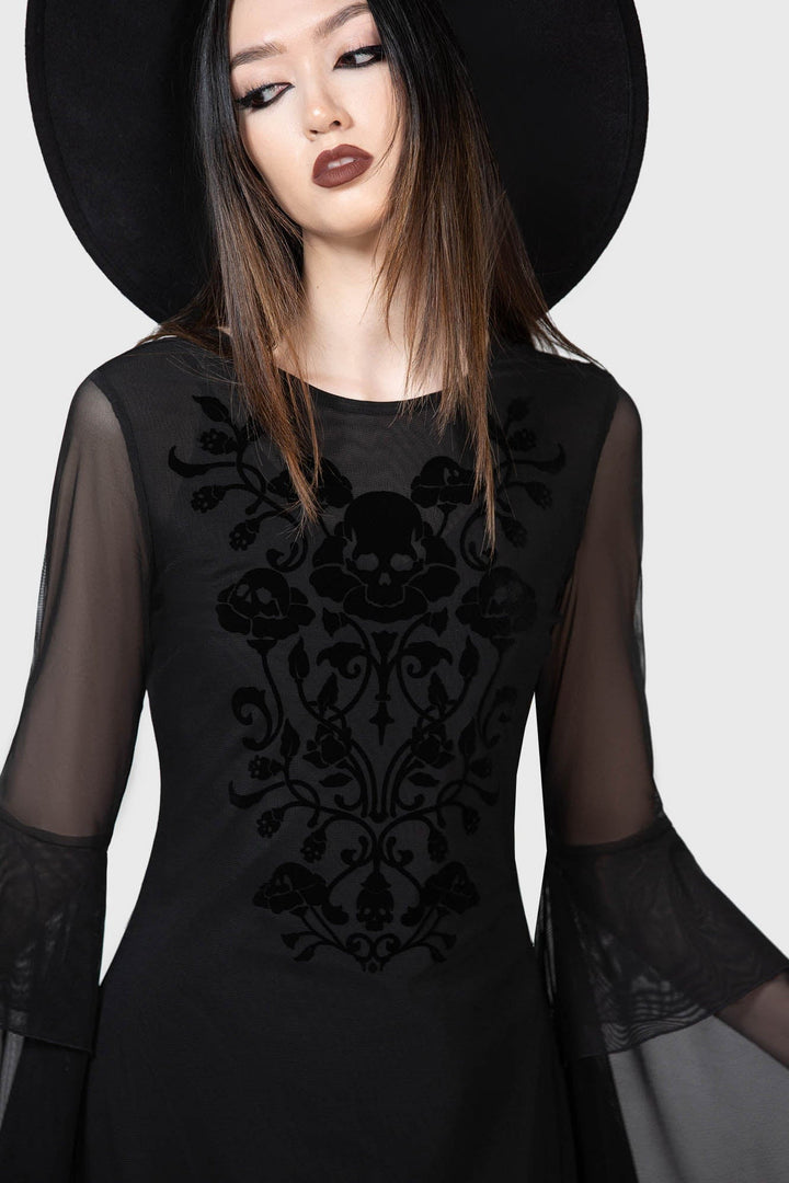 sexy mesh gothic long black maxi dress