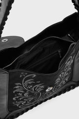 dark fairycore leaf and vine gothic purse with zippered closure 