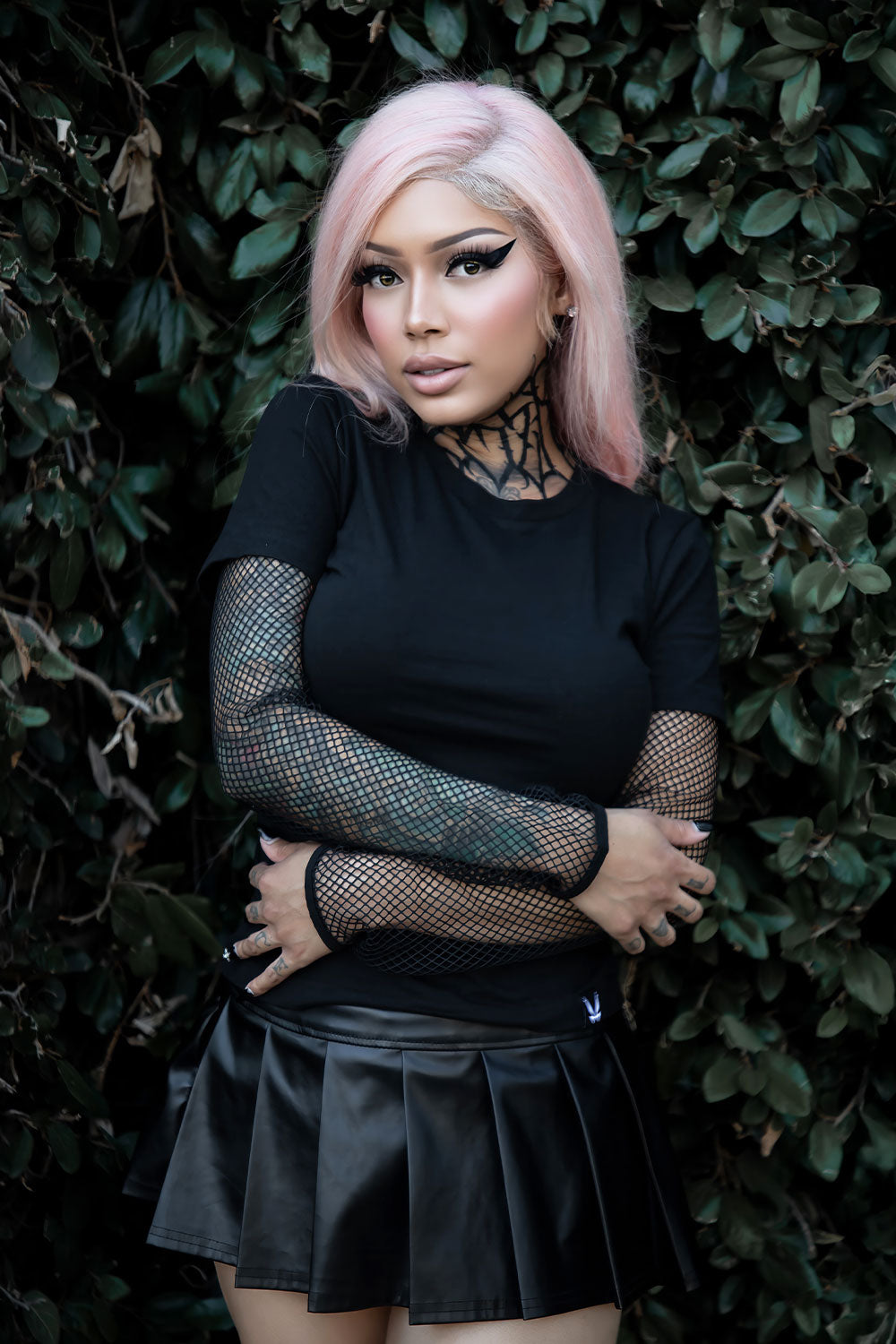 Long sleeve fishnet top for women