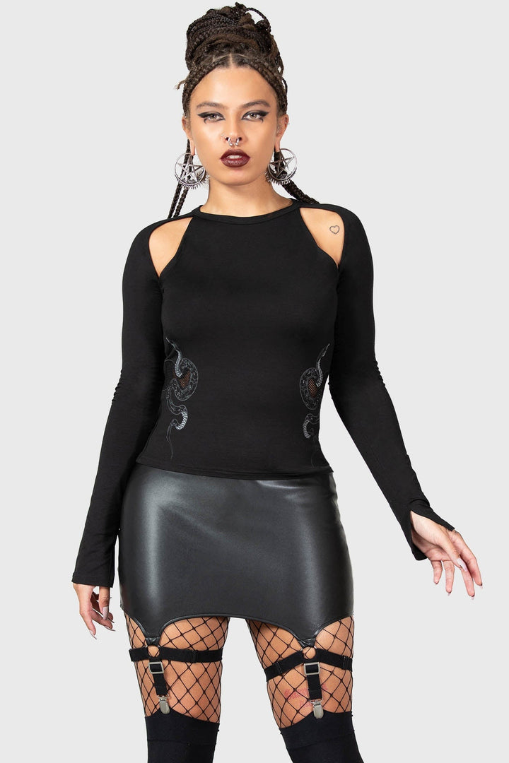 womens gothic top with serpent print