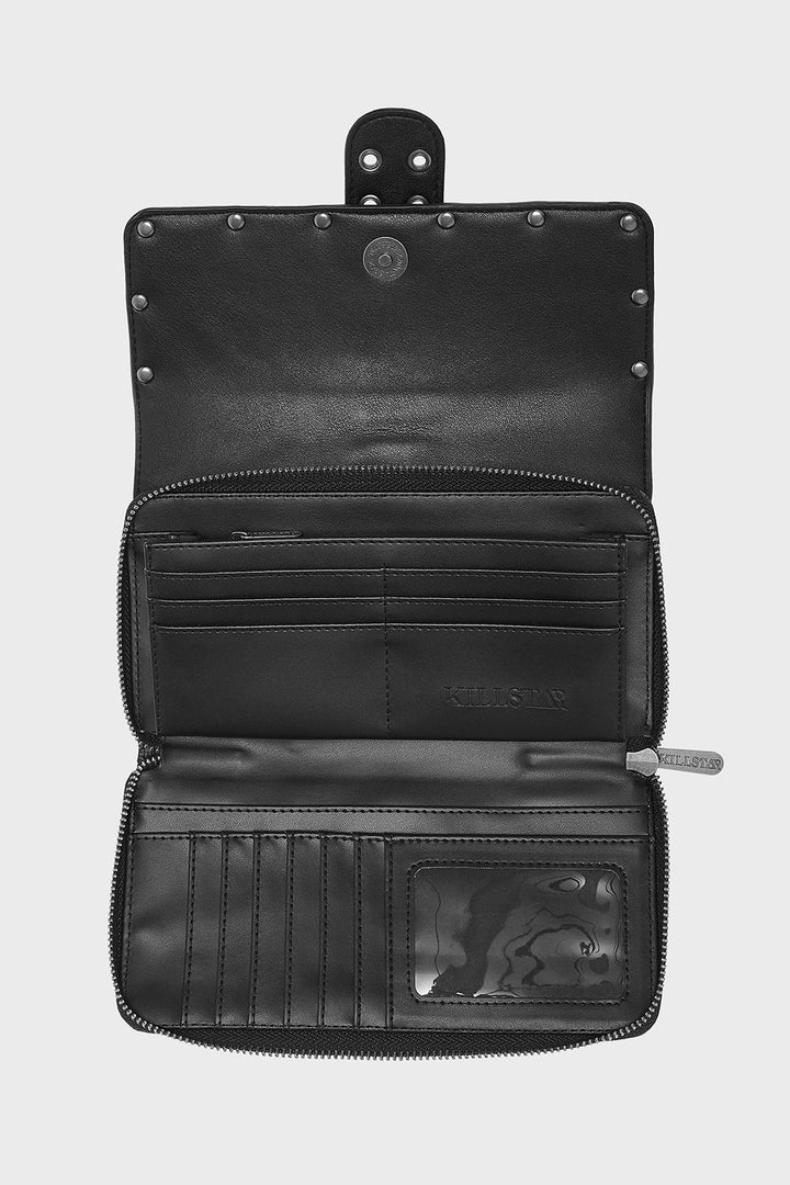 haunted mansion vegan leather black damask wallet