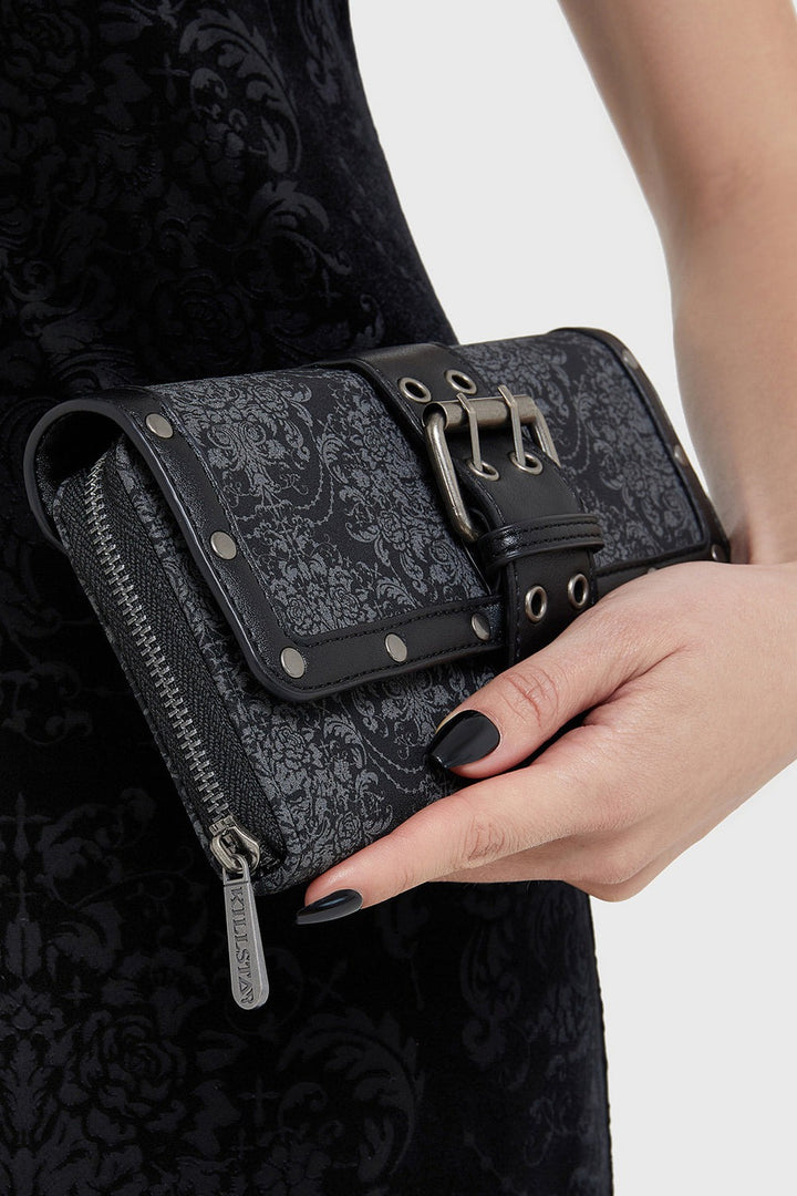gothic black damask wallet