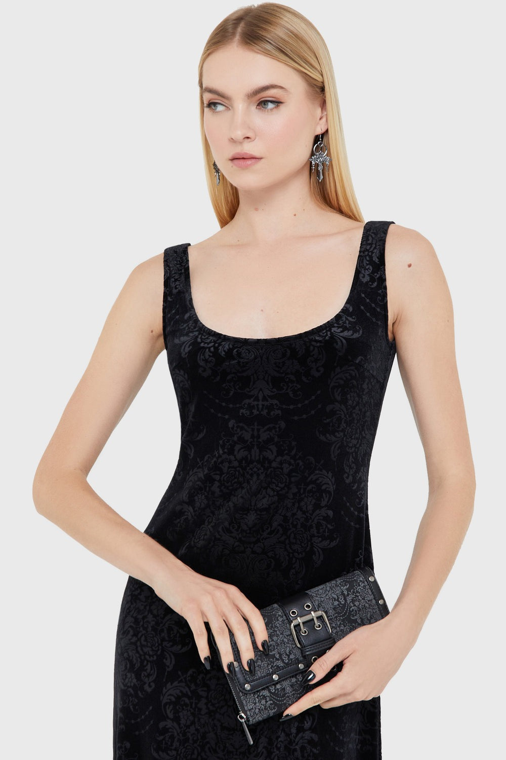 gothic black damask wallet