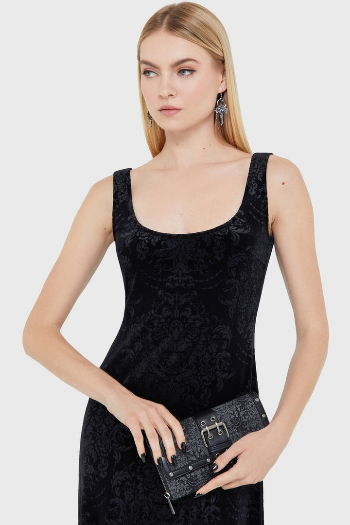 gothic black damask wallet