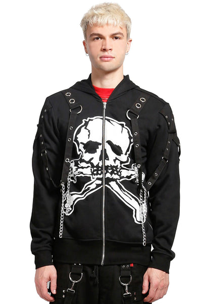 RARE 2024 Tripp NYC splatter bleach skull full zip hoodie