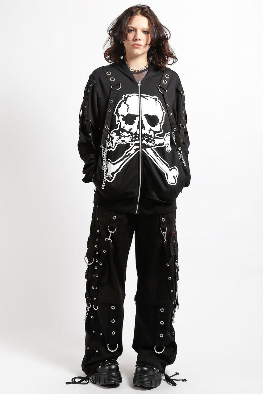 Black and fashion white skull hoodie