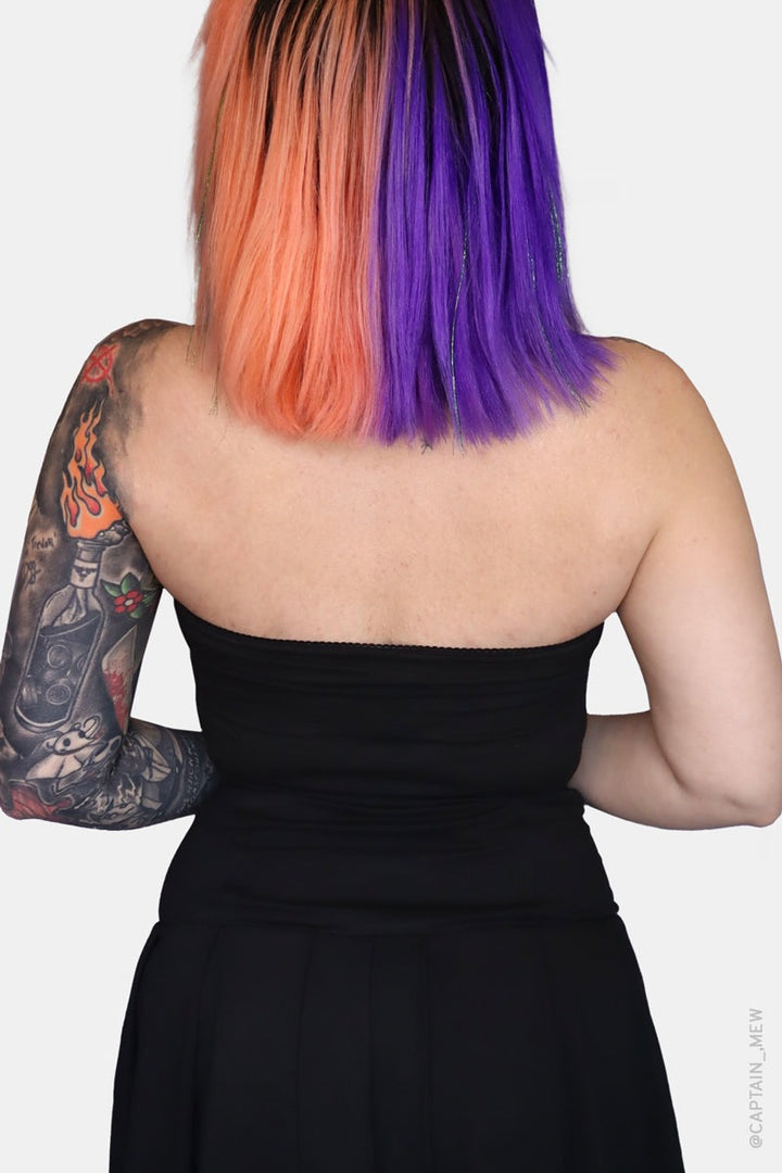 emo tube top with picto trim and lacing 