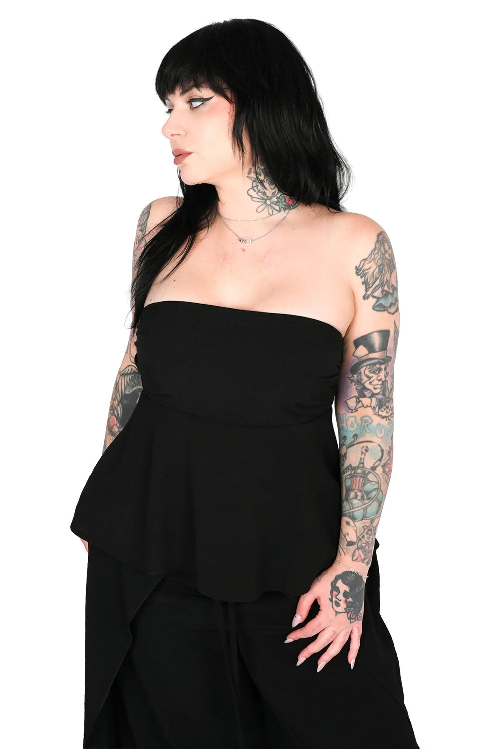 Womens a-line black tube top for goths