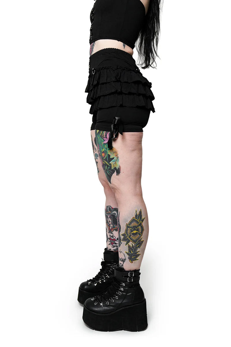 chiffon high waisted ruffled black bloomers for women 