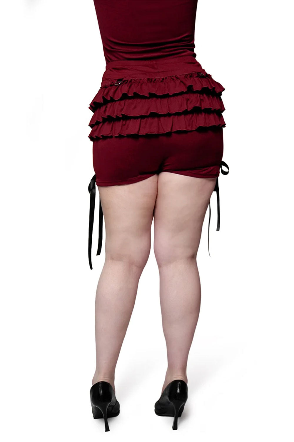 Back view of model wearing Oxblood Rosemary Bloomers from Forest Ink