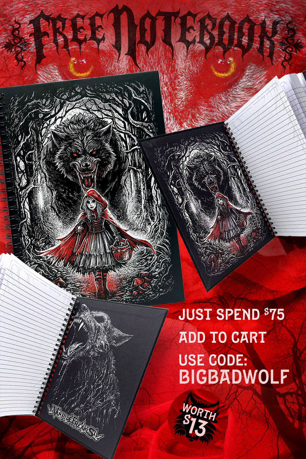 Little Dead Riding Hood Spiral Journal