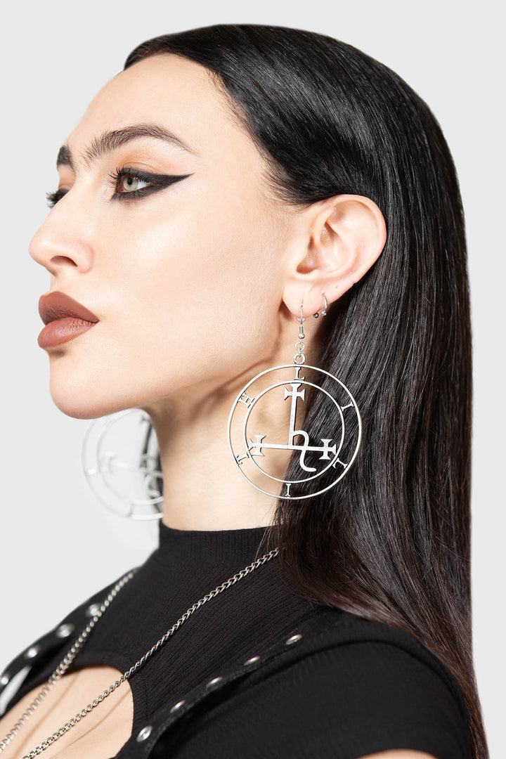 occult silver witch earrings