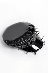 Leather hat with spikes and chains