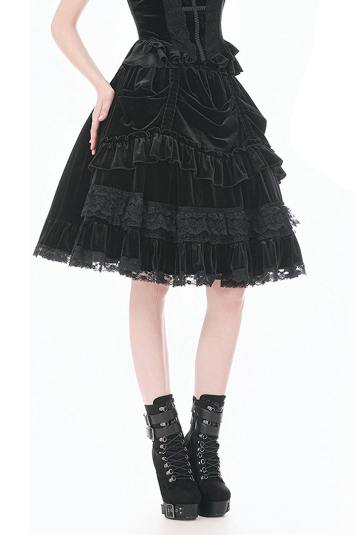 Dark in Love lace and ruffle goth skirt