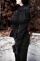 victorian gothic peplum button-up top for women