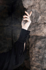 trad goth victorian blouse and ruffled shoulders