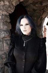 high collar womens goth victorian blouse