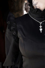  womens goth victorian blouse and ruffled shoulders