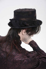 Hand painted goth inspired top hat with red accents