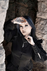 puff shoulder goth victorian blouse with ruffled shoulders
