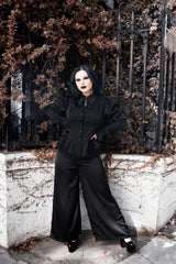 puff shoulder victorian gothic peplum button-up top for women