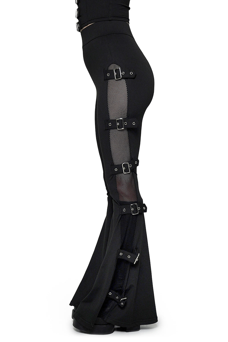 punk black flared fishnet buckle pants by forest ink and vampirefreaks 