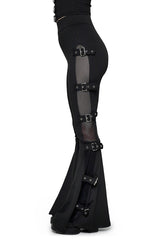 punk black flared fishnet buckle pants by forest ink and vampirefreaks 