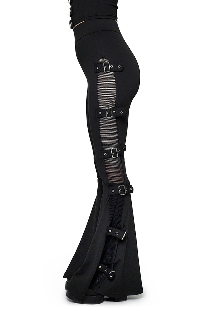 punk black flared fishnet buckle pants by forest ink and vampirefreaks 