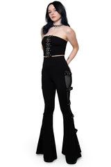 womens buckled black punk fishnet tube top