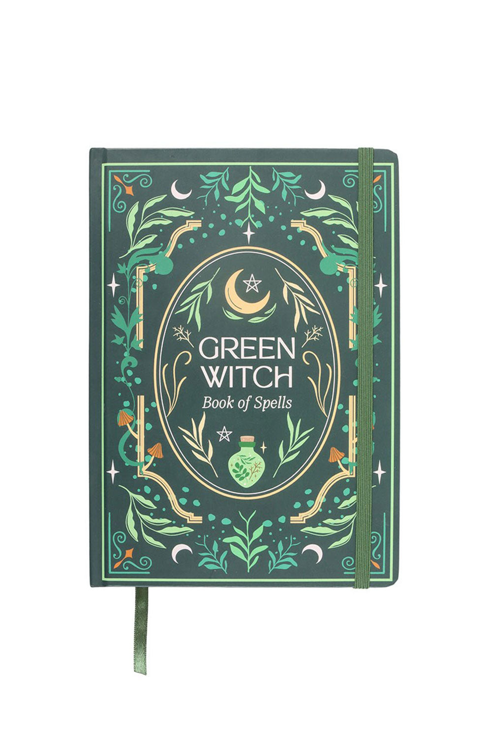 Cute A5 green notebook with Green Witch cover