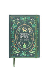 Cute A5 green notebook with Green Witch cover