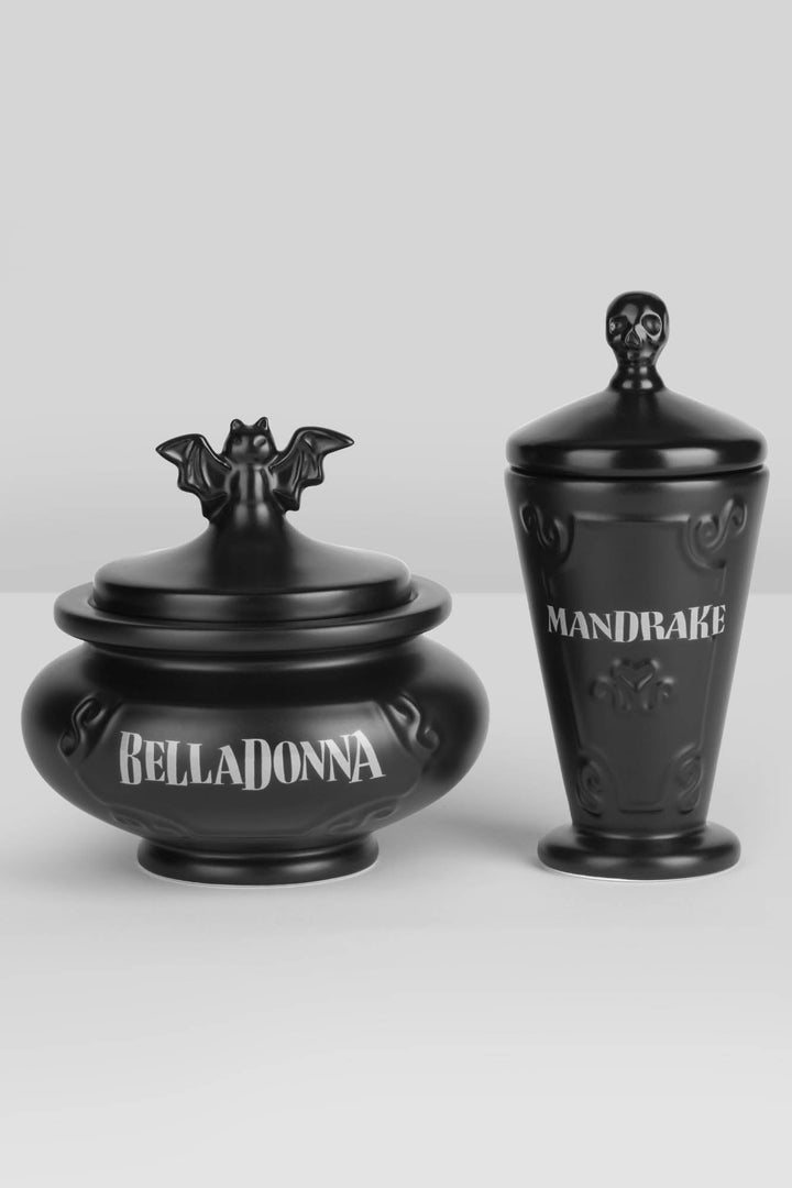 gothic black ceramic storage jars
