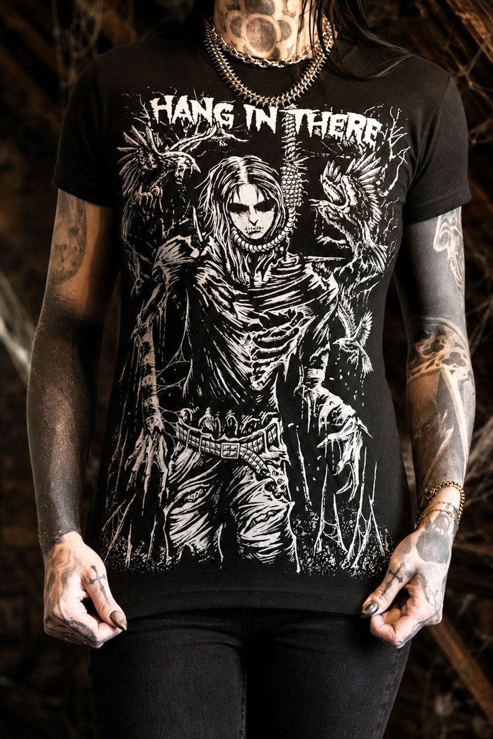 VampireFreaks Hang in There hangman tshirt worn by model