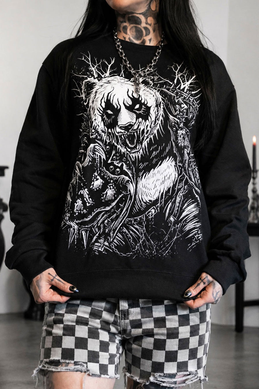 spooky dark humor gothic panda bear sweater sweatshirt

