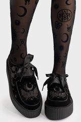 embroidered moon and fern dark cottagecore shoes