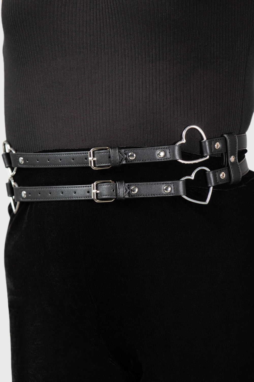 vegan leather heart harness waist belt by killstar