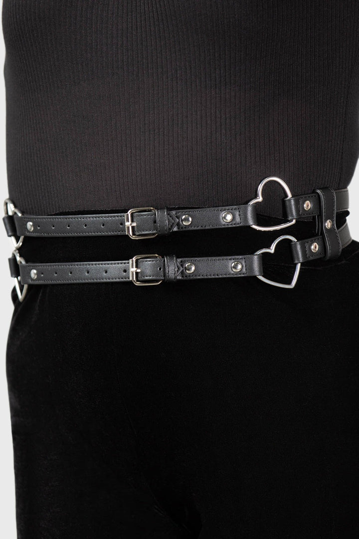 vegan leather heart harness waist belt by killstar