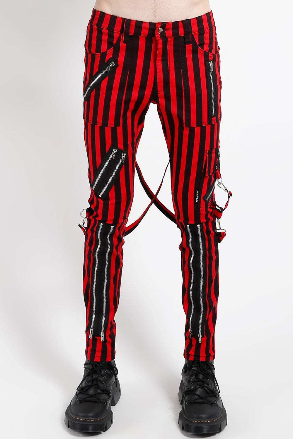 Pantalón clásico con tirantes de Tripp NYC [RAYAS ROJAS Y NEGRAS]