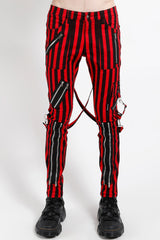 Pantalón clásico con tirantes de Tripp NYC [RAYAS ROJAS Y NEGRAS]