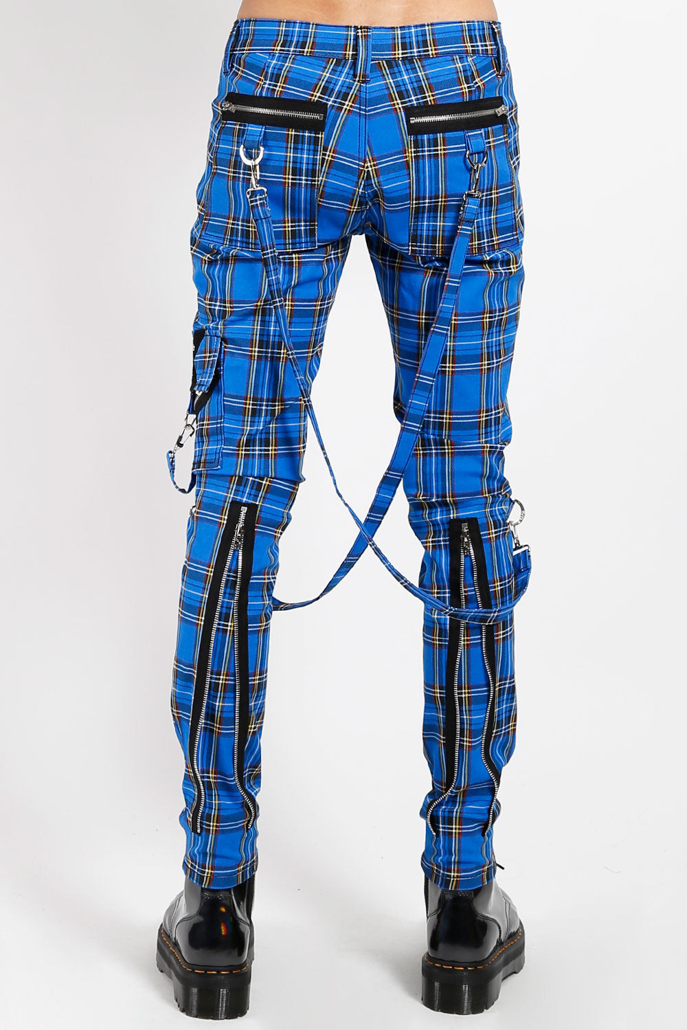 Tripp Punk Bondage Pants [Blue Plaid]