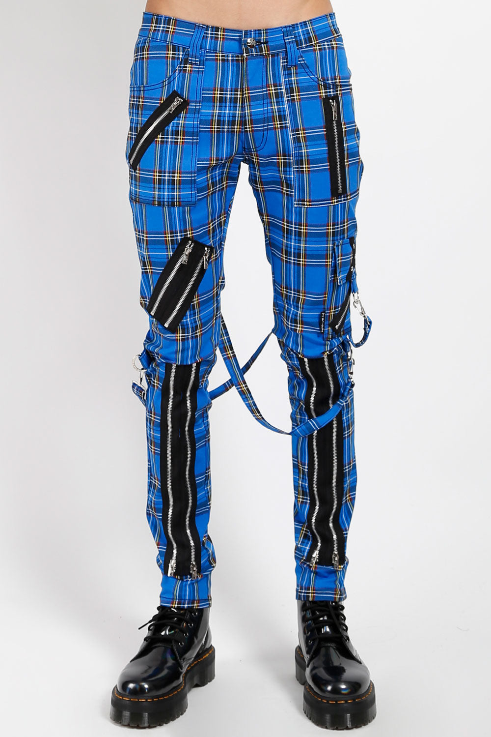 Tripp Punk Bondage Pants [Blue Plaid]