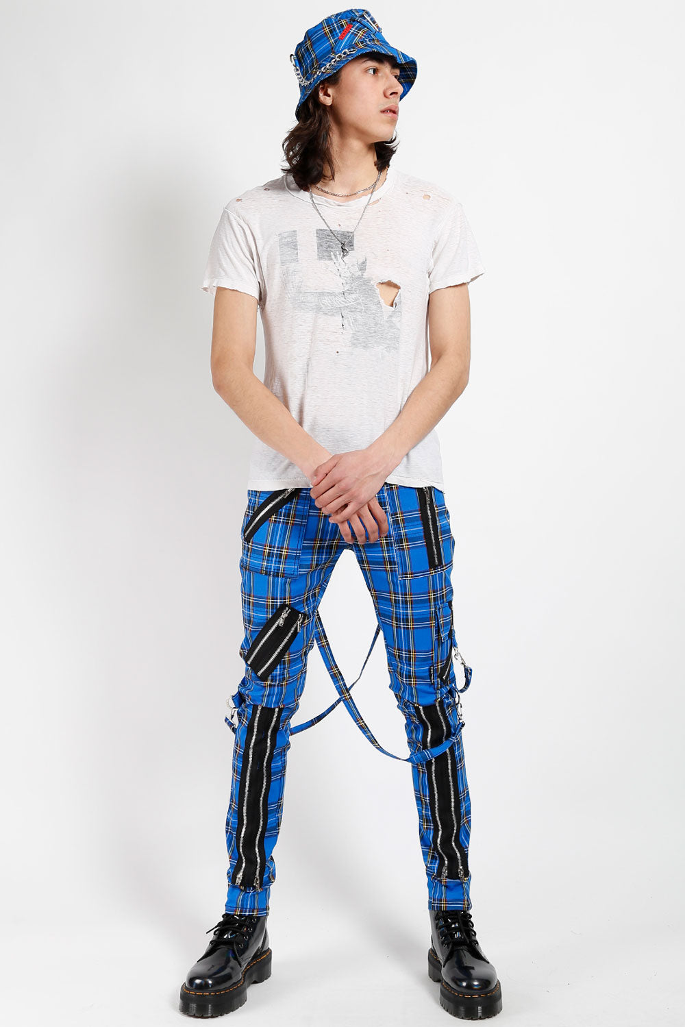 Pantalones de bondage Tripp Punk [Cuadros azules]